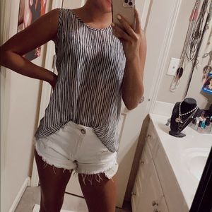 White and Black Striped Tank